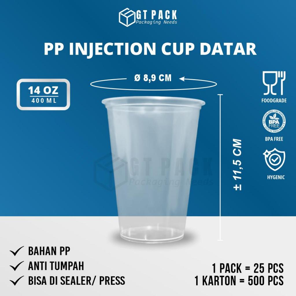 Cup Plastik PP Injection Datar 400 ML (Clear)