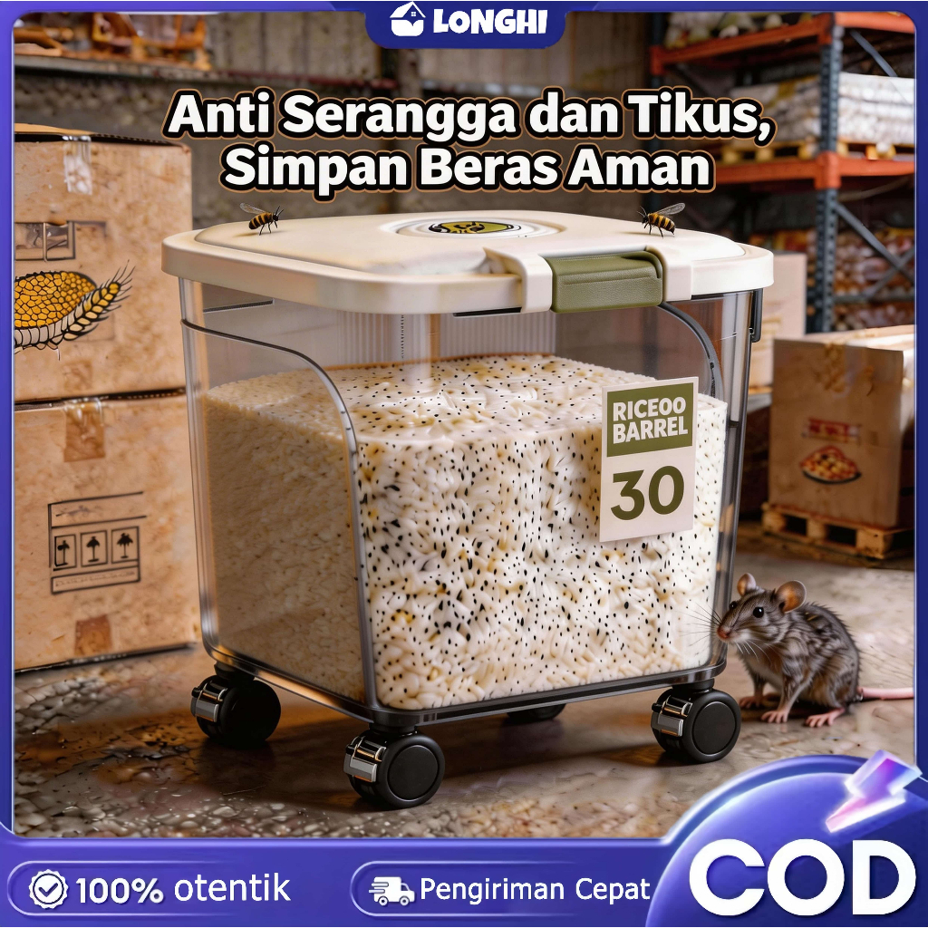 Tempat Penyimpanan Beras Wadah Beras Tempat Beras 25kg Model Baru Tempat Beras 10 kg Estetik Dispens