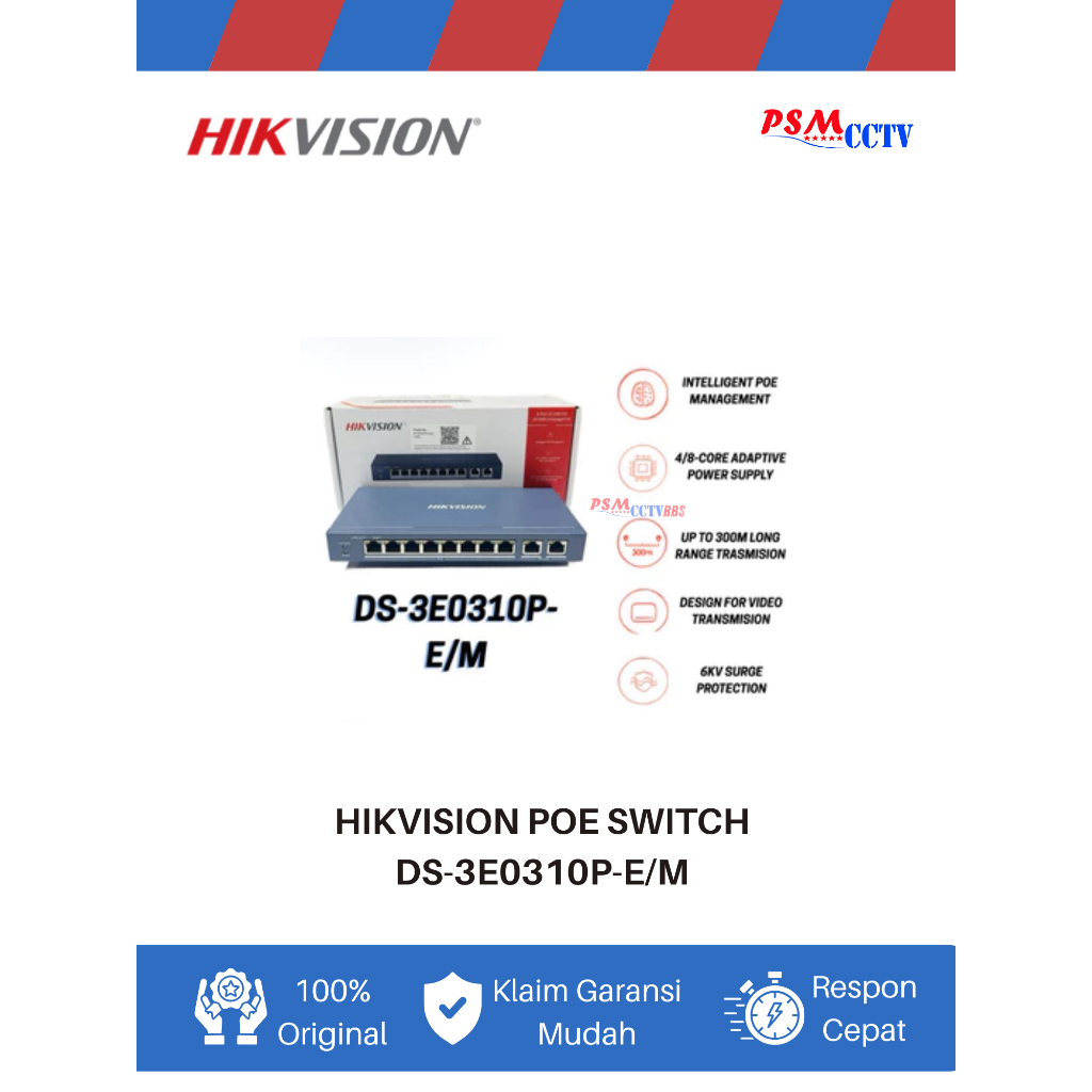 Poe Switch Hub Hikvision DS-3E0310P-E/M Switch Hub 8+2 Port