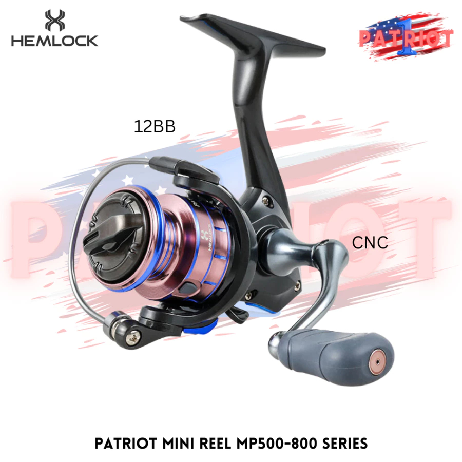 Reel MINI Spinning Metal Premium Tangguh HEMLOCK PATRIOT MP500-800 12BB