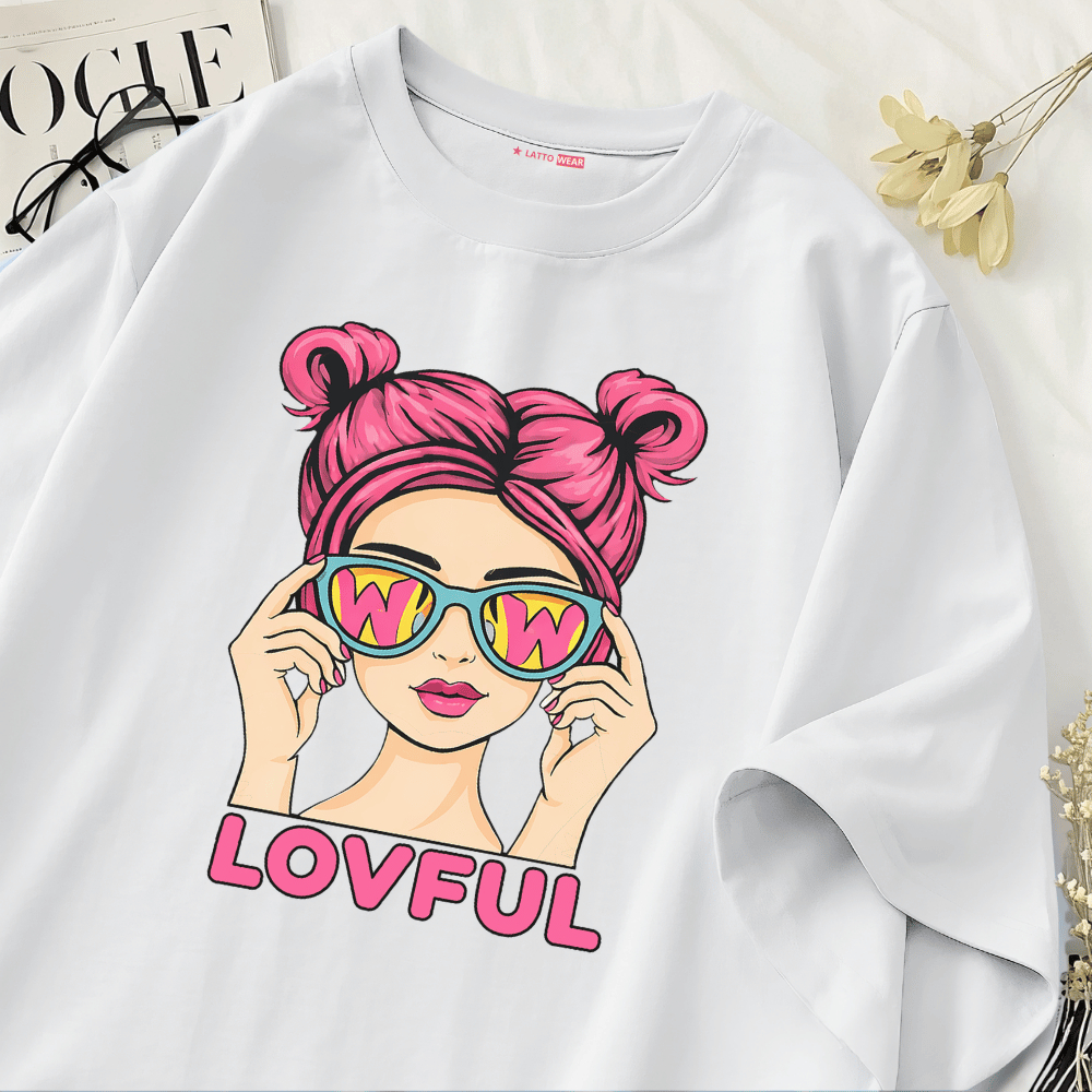Lattowear T-shirt Lengan Pendek Kaos Oversize Korea Premium 100% Katun | Lovful Pria Wanita Nyaman &