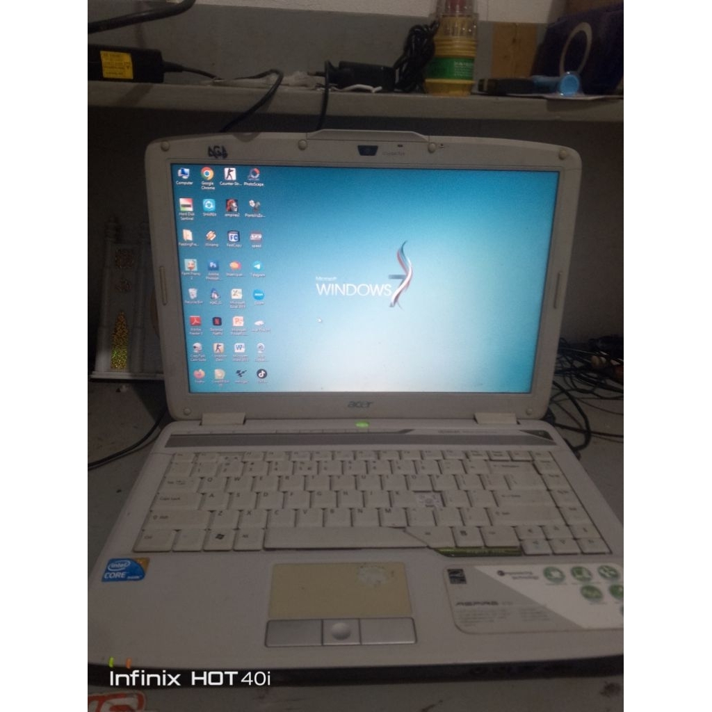 laptop Acer 4720 core i3 ram 2gb HDD 160gb normal siap pkei