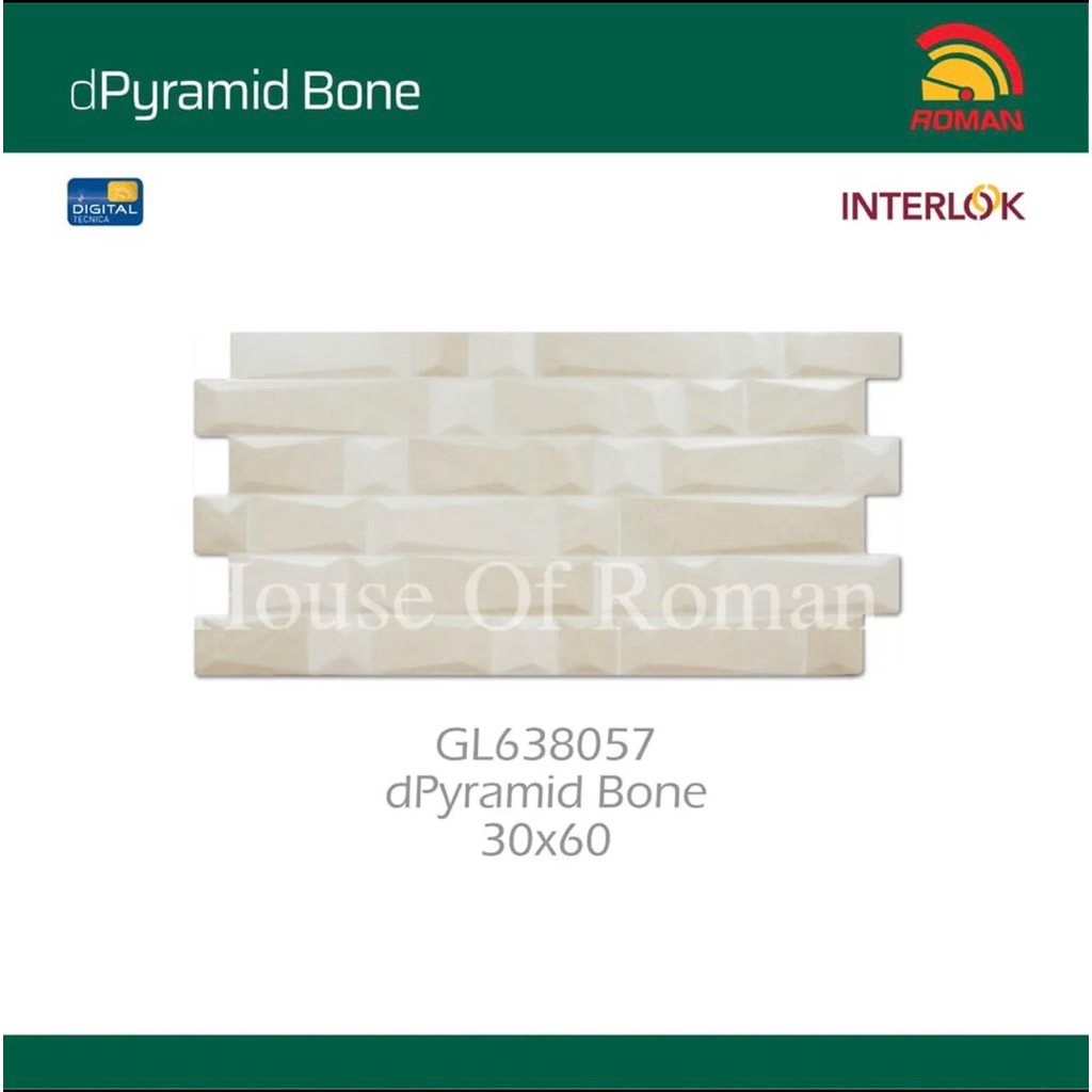 Roman Keramik Interlok dPyramid Bone/Keramik Dinding Pagar Interlok