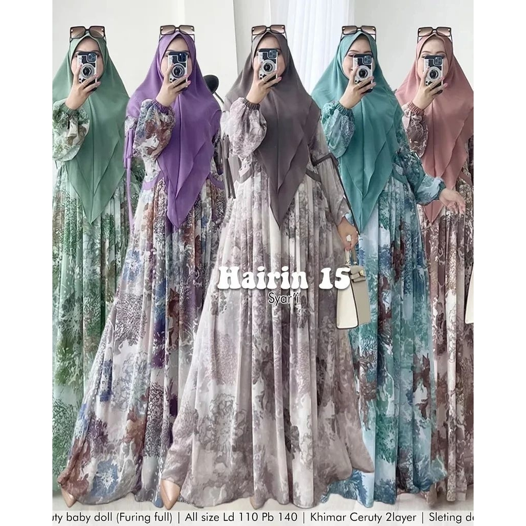 READY HAIRIN SYARI GAMIS SET KHIMAR CERUTY BABYDOLL | HAIRIN 15 | HAIRIN 7 | HAIRIN 14 | HAIRIN 20 S