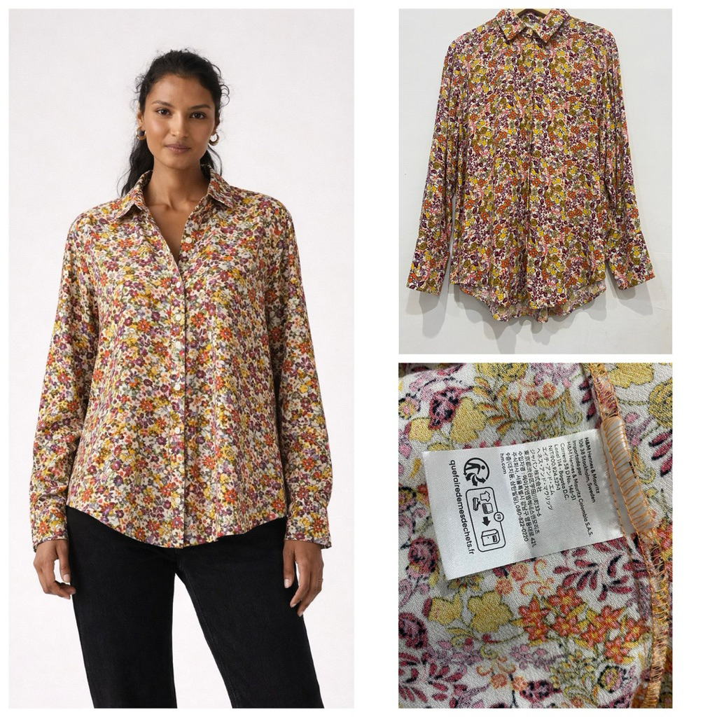 H&M Floral Meadow Shirt | H&M Kemeja Motif Bunga Kuning | Kemeja H&M