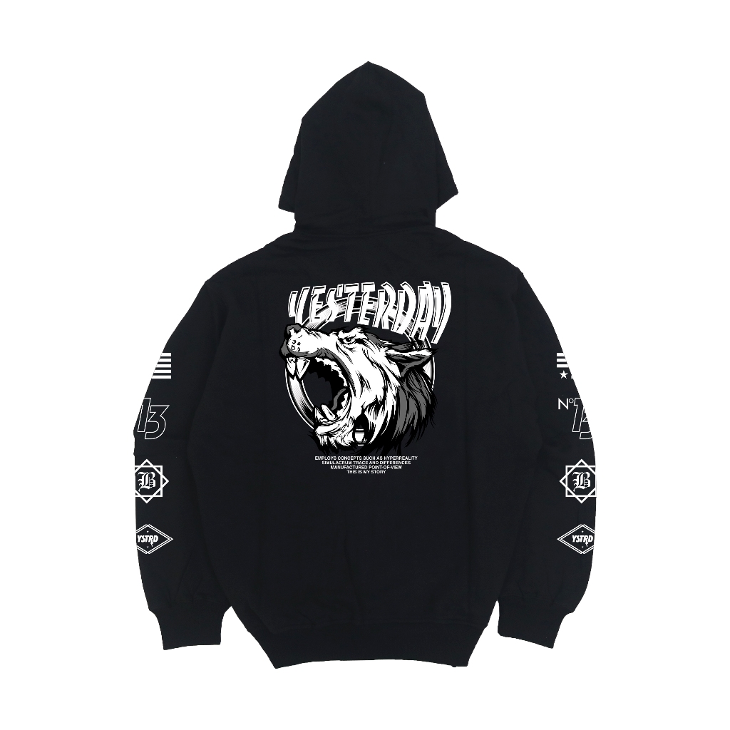 Yesterday – Jaket Hoodie Zipper Distro Pria Wanita Kece Tebal Sweater Premium Original Hitam Wolv