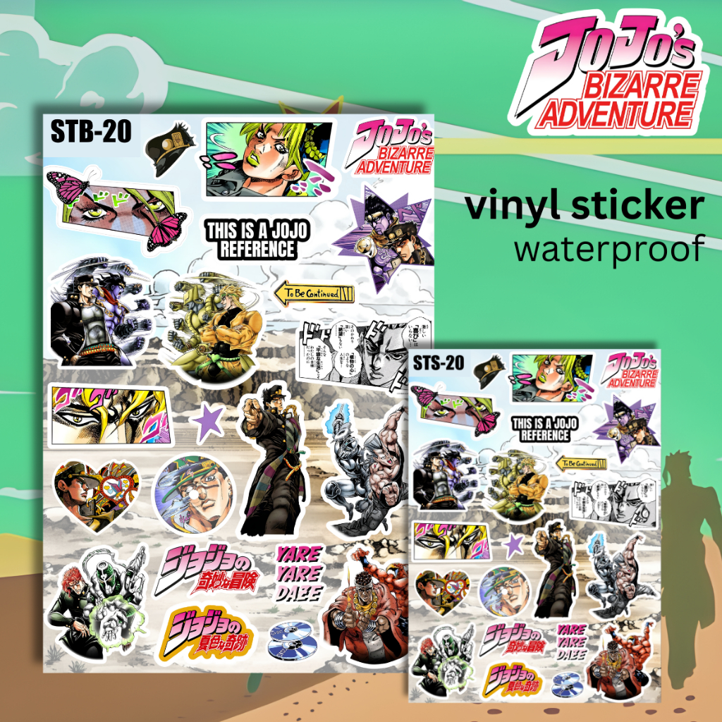 JoJo's Bizarre Adventure Anime Sticker Vinyl Pack – Stiker Jojo Waterproof Sticker Laptop Motor Helm