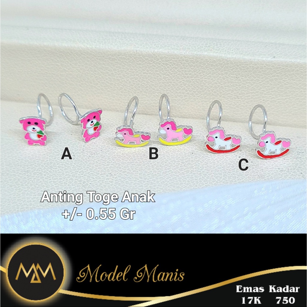 Anting Toge Karakter Putih 750 kadar 17k
