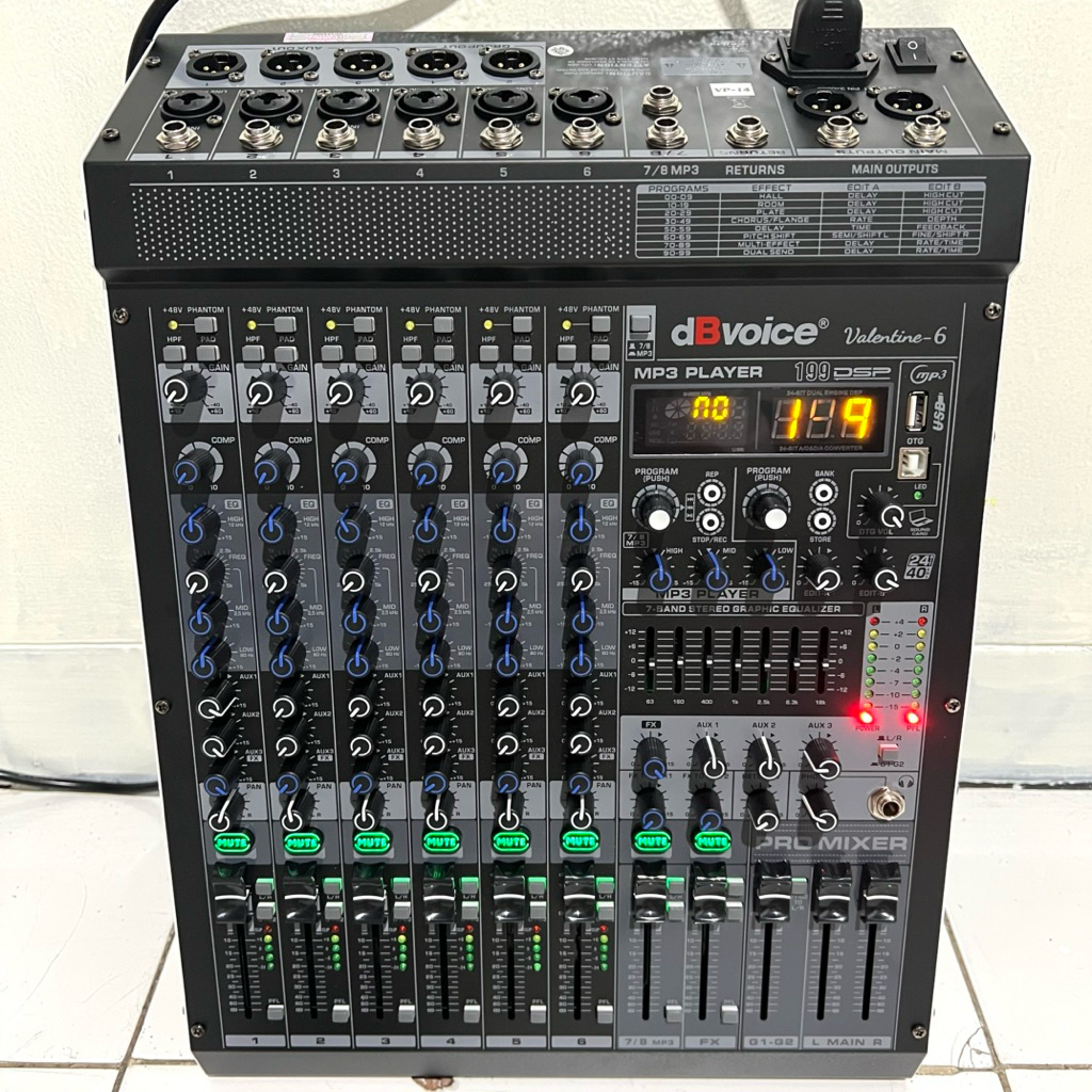 Mixer dBVoice Valentine 6 Original 6 Channel With Bluetooth – Compressor