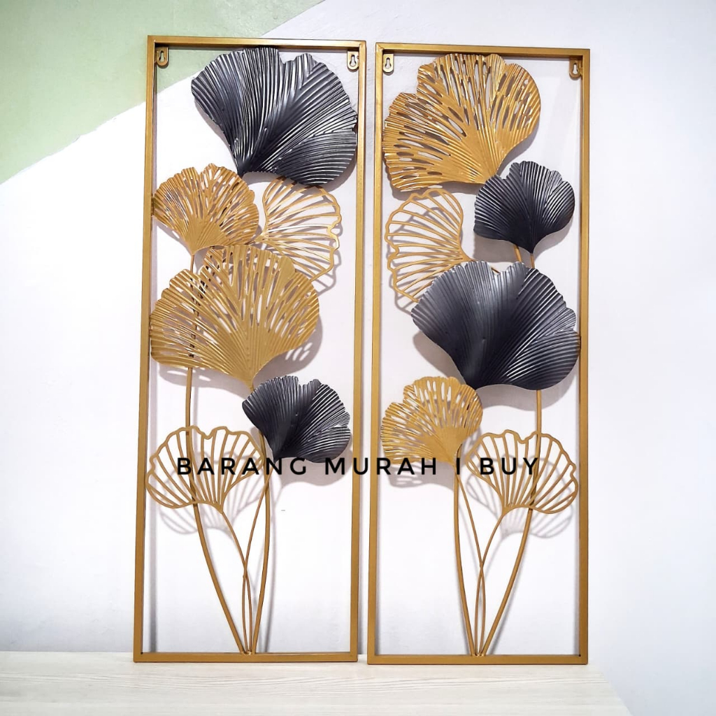 Hiasan Dinding mewah Frame Metal Gold  Leaf Ginko Scandinavian/ Nordic / Ornaments Wall Decor Set