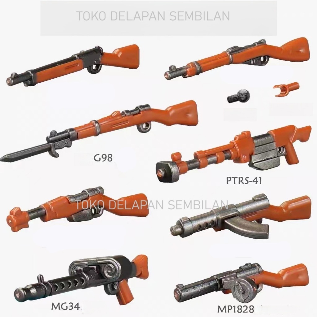 Aksesoris Senjata Brick Minifigure Serial Tentara World War I / II Terbaru ISI BANYAK