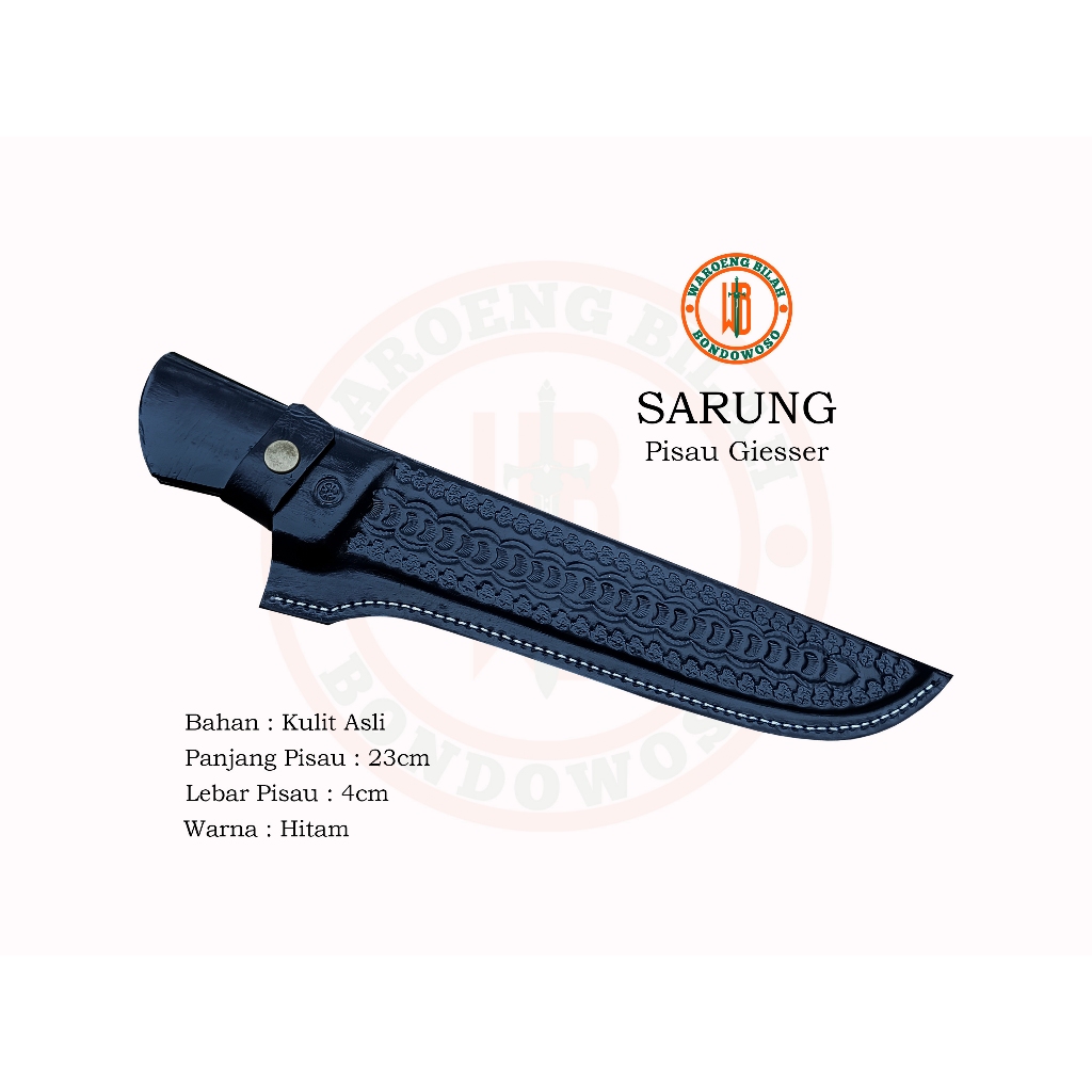 Sarung Pisau GIESSER 23cm-Kulit Asli-Hitam
