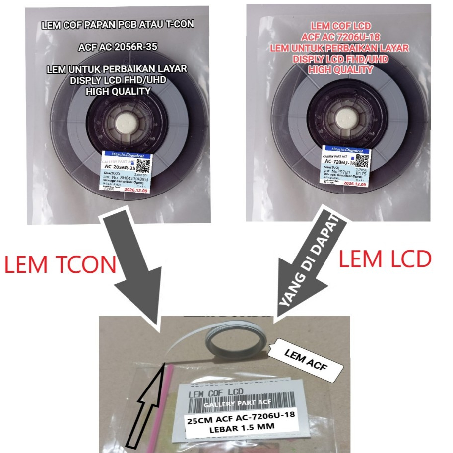 ACF 7206U 18 - ACF 2056R 35 lem perekat cof lcd DAN COF LEM COF PAPAN PCB / TCON