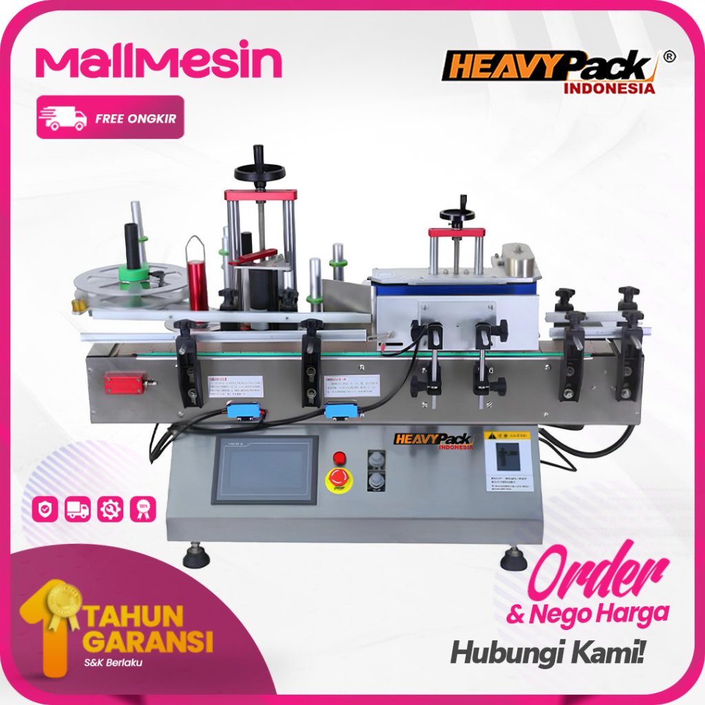 Mesin Labeling Botol Pemasangan Label Lem Sticker Produk HEAVYPACK PLM-120R