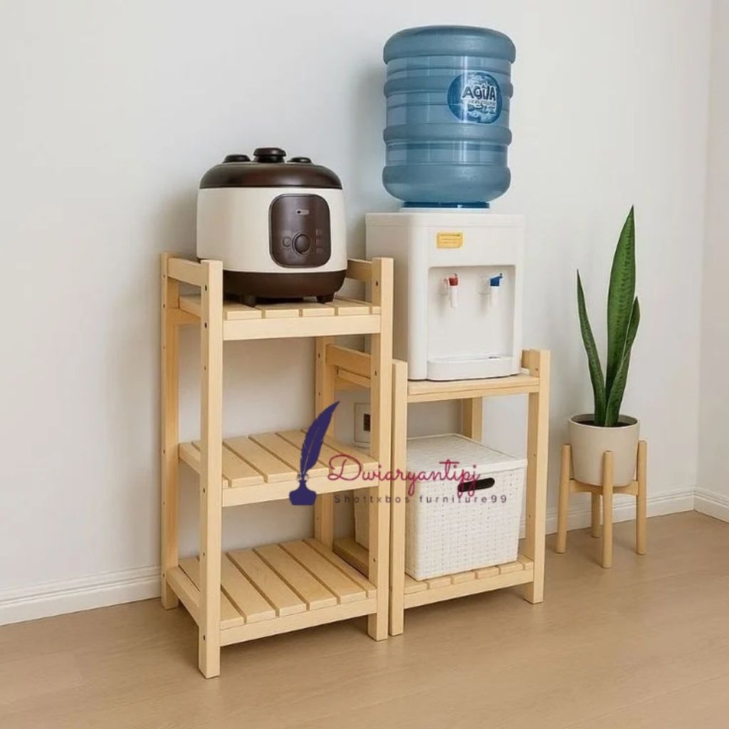 Rak Galon Rak Magicom Rak Kayu 3 Susun Rak Serbaguna Rak Dispenser Galon
