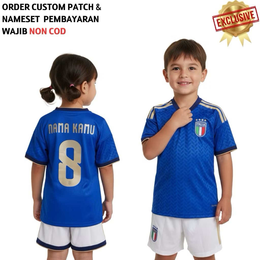 KIDS Jersey Italia Home World Cup 2026 2027 Grade Original - Jersey Anak Italia Piala Dunia 2026