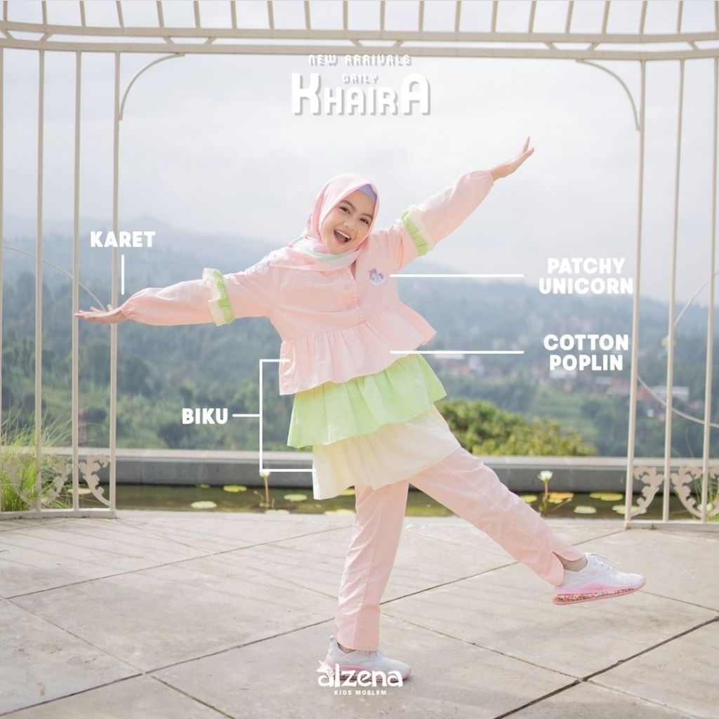 one set muslim anak perempuan/Khaira set Alzena Kids Moslem