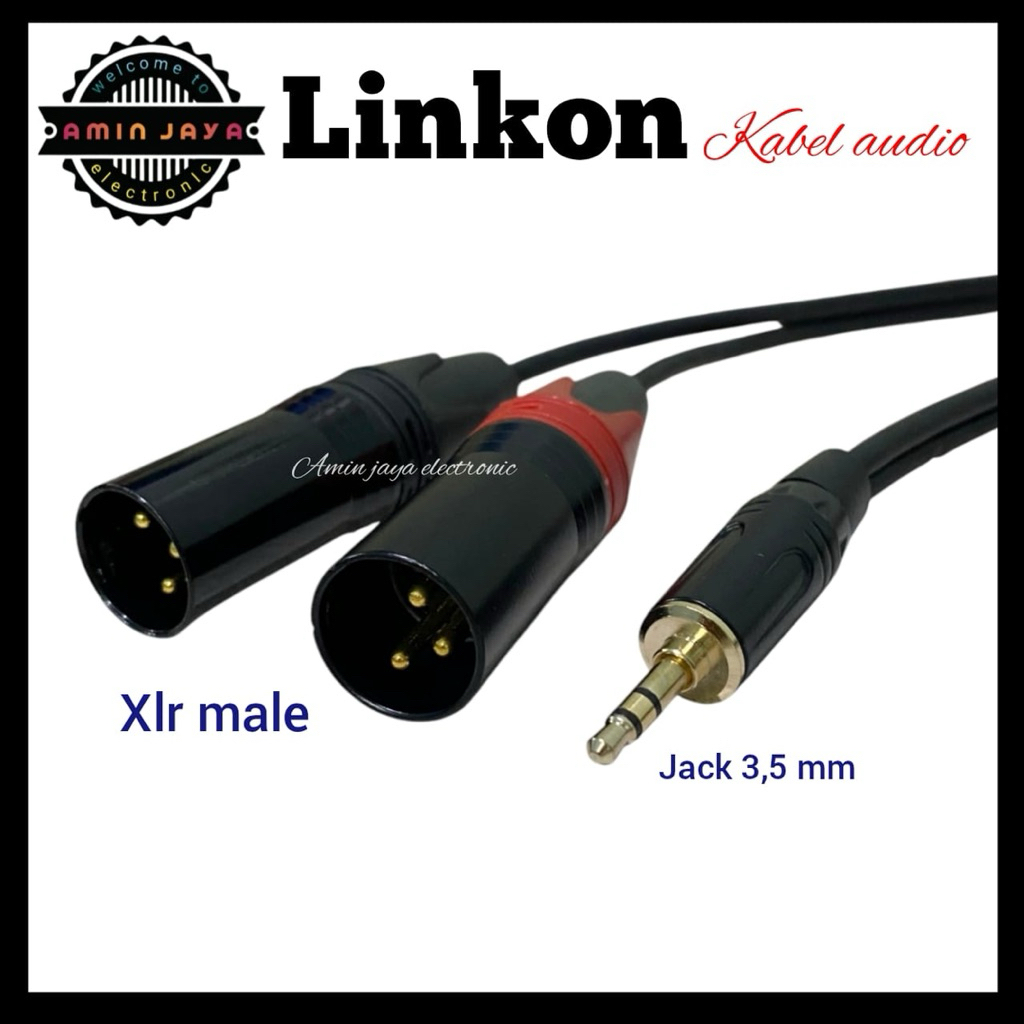 Linkon kabel HP ke mixer kabel aux 3,5 to dual xlr male