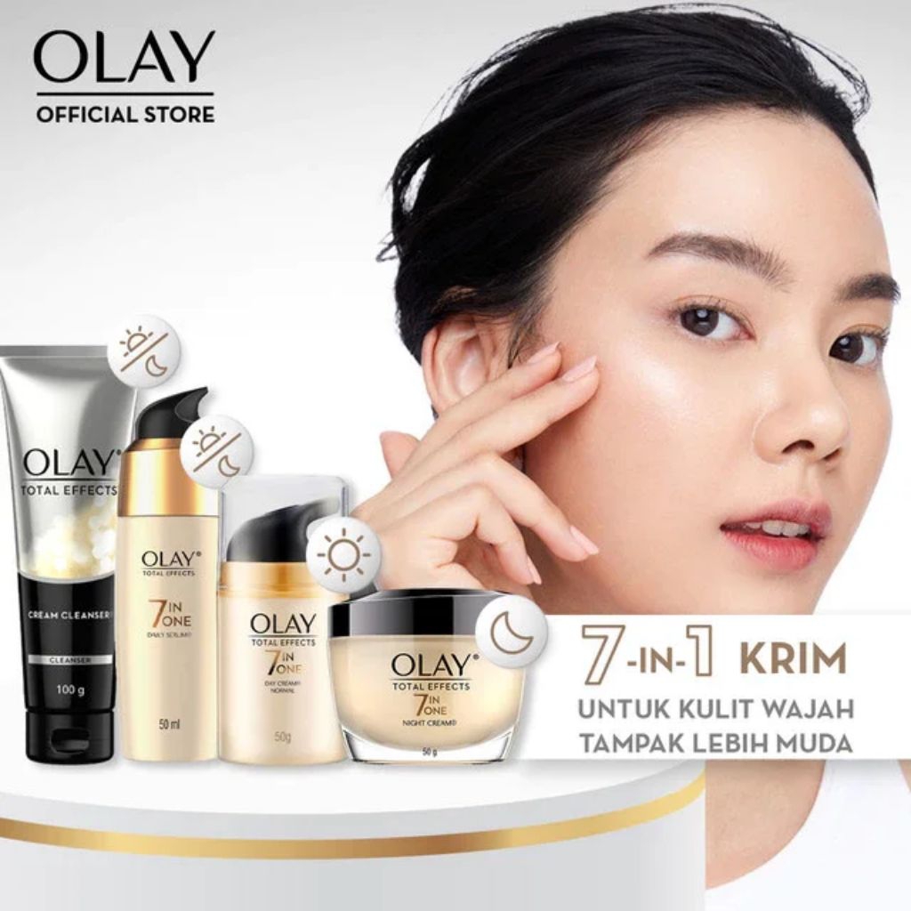 Olay Total Effect 7 in 1 Paket Lengkap Olay Facial Wash Olay Serum Olay Day Cream Olay Night Cream O