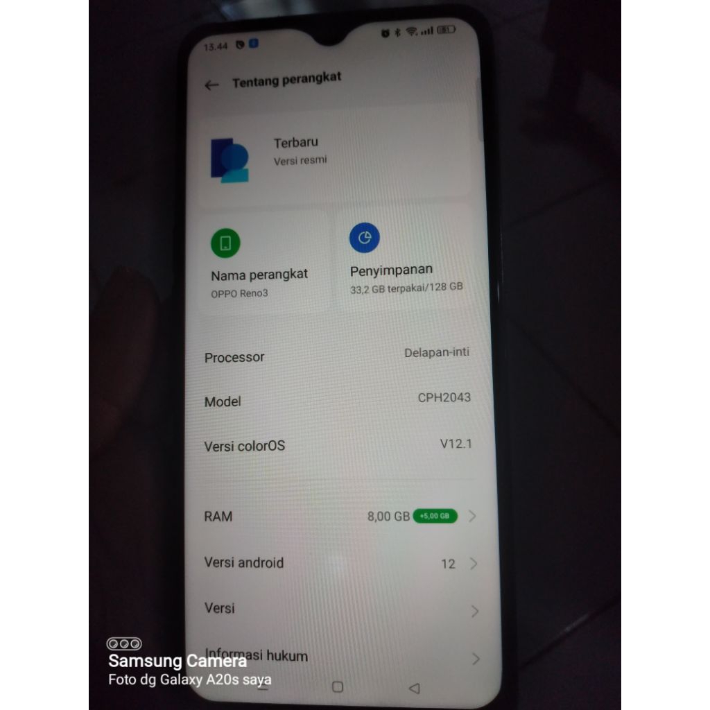 Oppo Reno 3 batangan ram gede 8+5/128gb