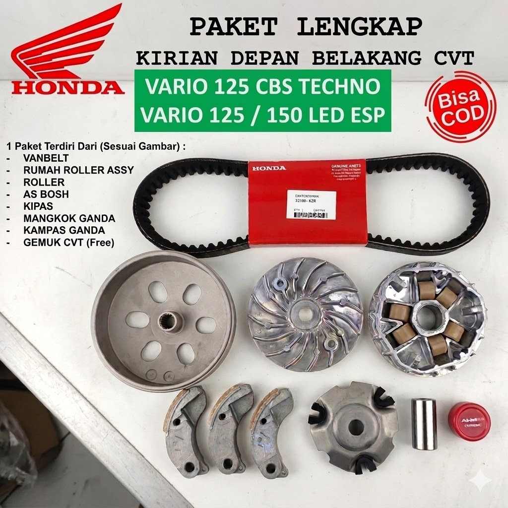 Paket Servis Kirian CVT Honda Vario 125 Old CBS / Vario 150 (Free Grease)