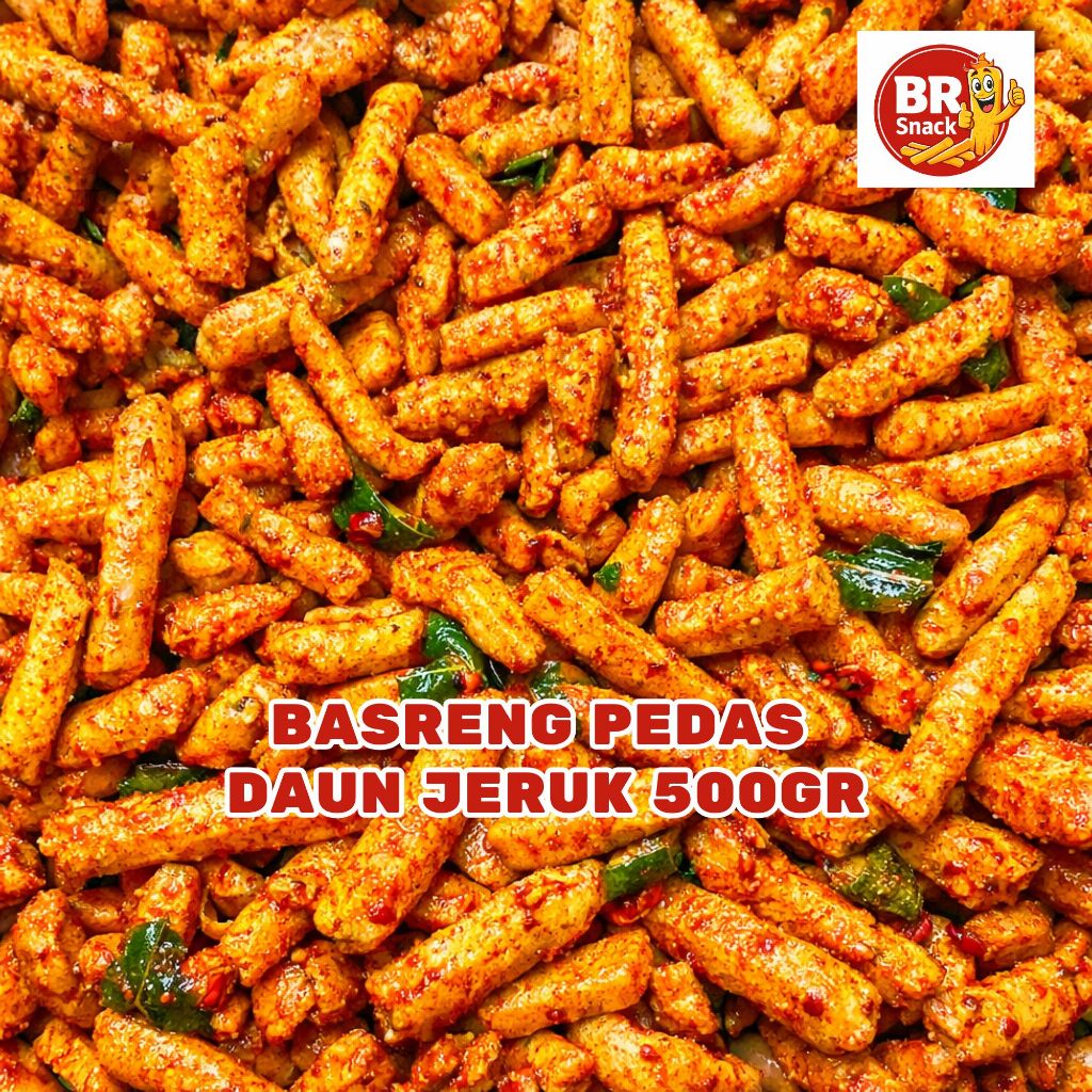 Basreng Pedas Daun Jeruk 500gr | Basreng Kering Pedas Gurih | Cemilan Basreng Bandung