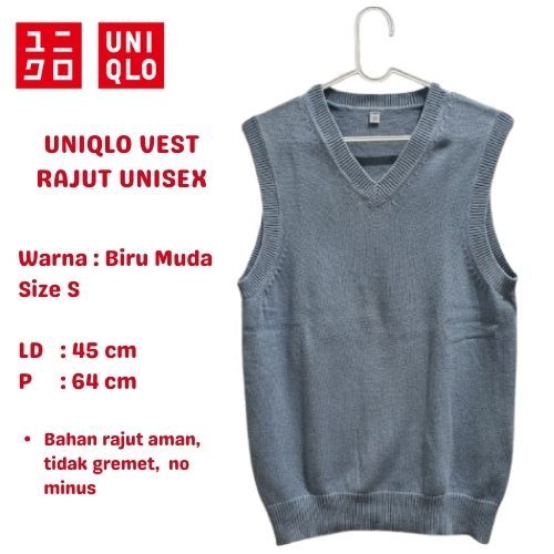 UNIQLO - Vest Rajut Wanita (Biru Denim Muda)