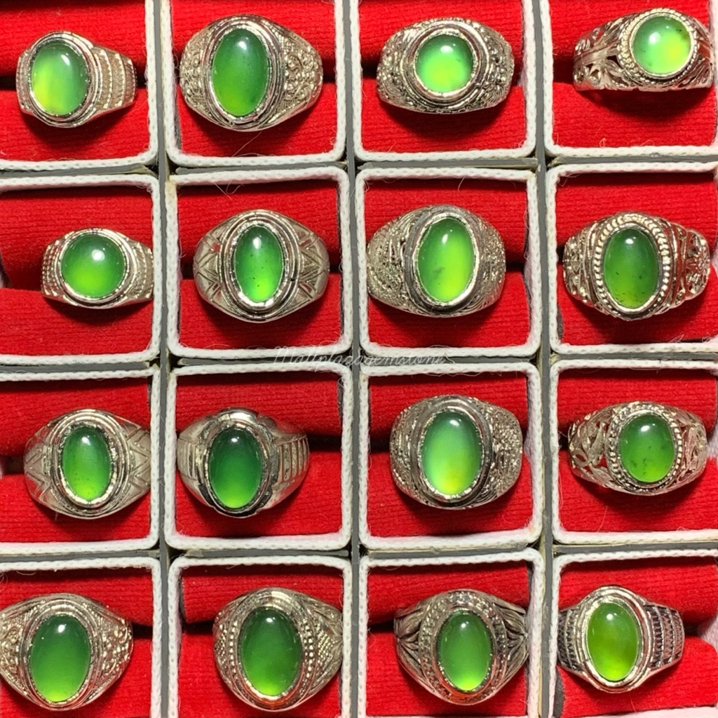 batu geeen serpentine aceh giwang ring alpaka / cincin batu serpentine / batu serpentine