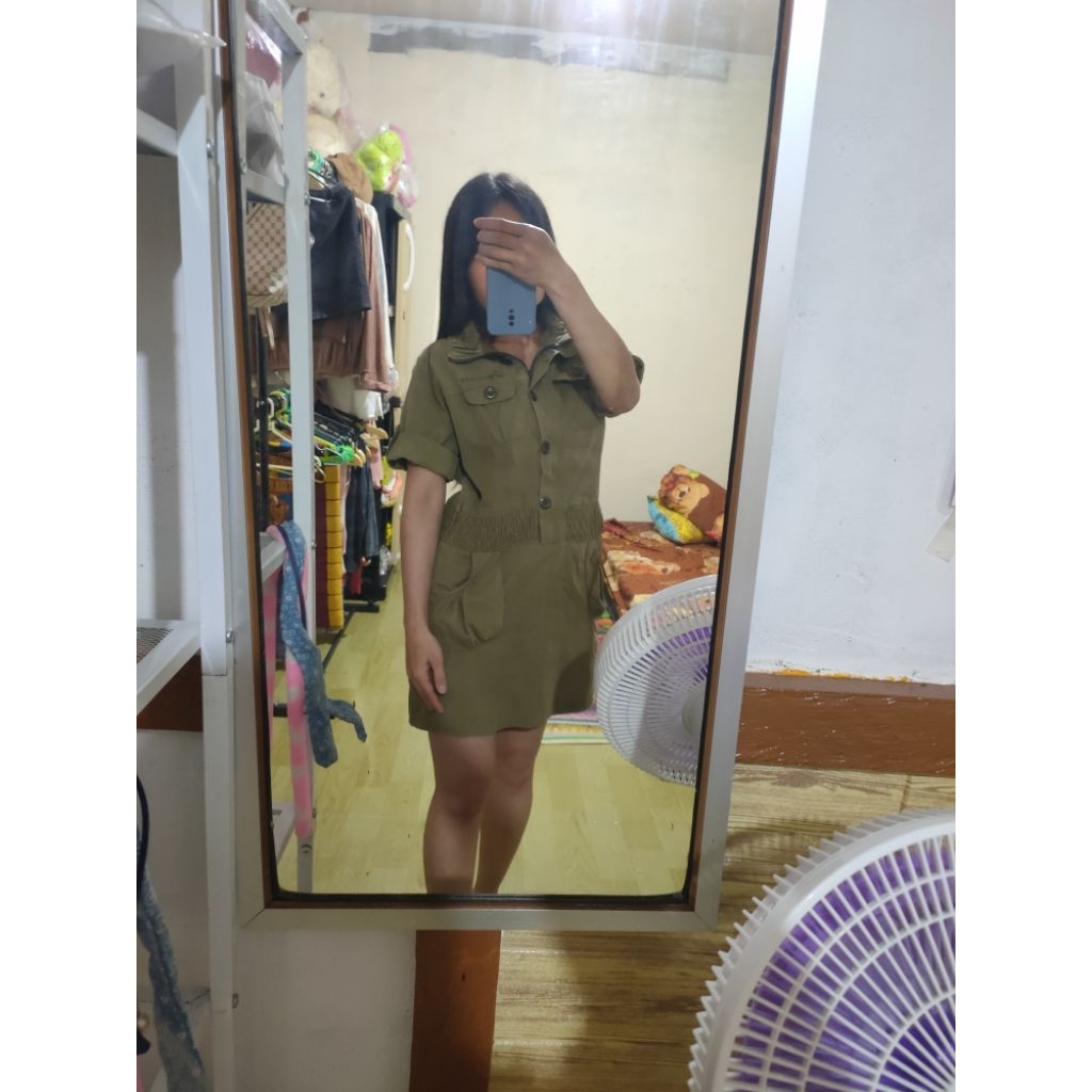 preloved Midi dress/Dress Hijau Army