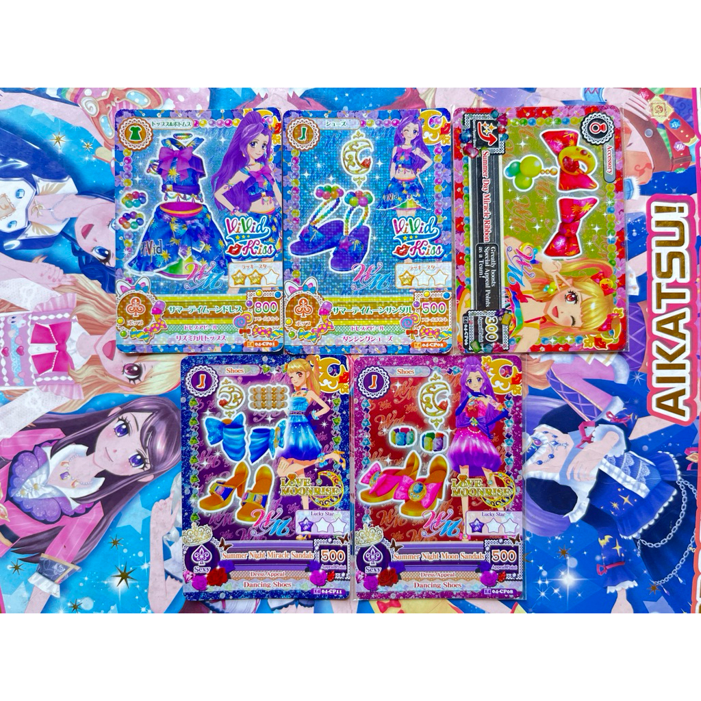 Kartu Aikatsu Unit WM Mizuki Kanzaki Mikuru Natsuki Summer Night Moon Sandals Miracle Sandals Summer