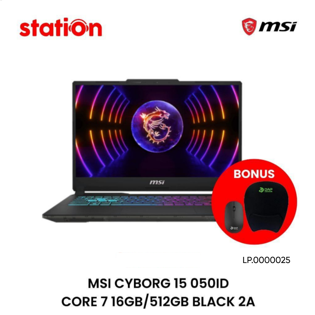 LAPTOP MSI CYBORG 15 050ID CORE 7 16GB-512GB BLACK