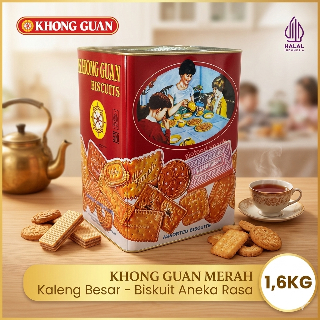 Wafer kaleng Khong Guan 1.6kg kaleng besar sekeluarga