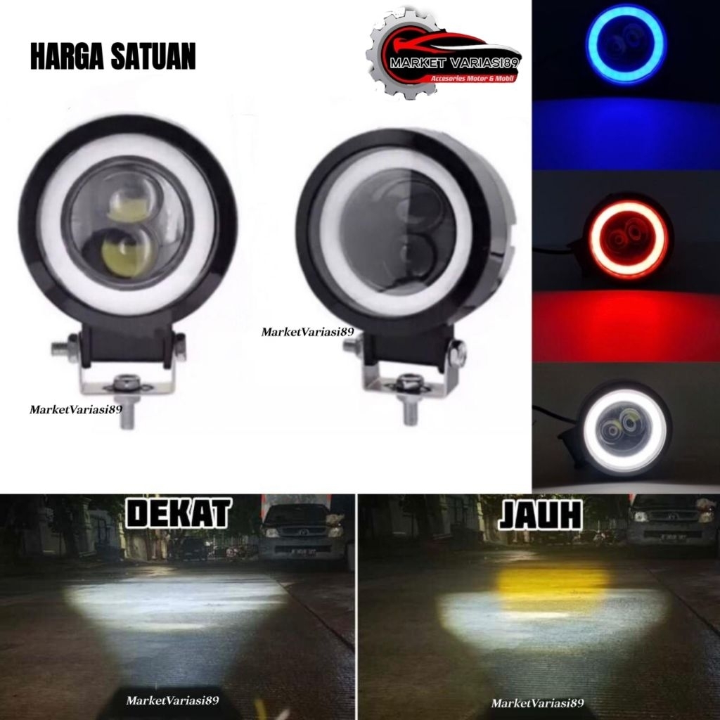 Lampu Tembak Sorot LED CWL 2 Mata 4D Jauh Dekat Putih Kuning waterproof