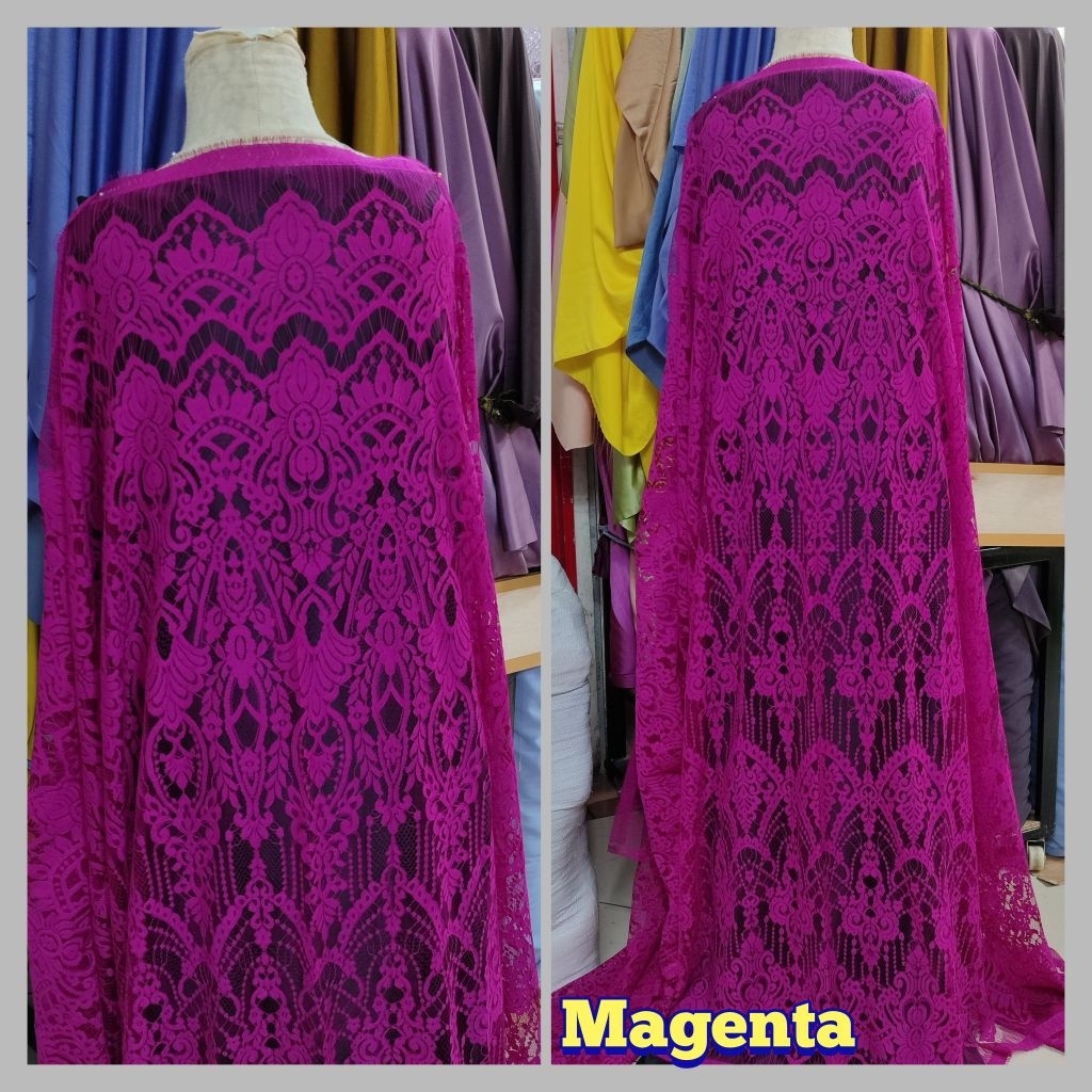 Kain Brokat Bahan kebaya|Serian Magenta|terpopuler|termurah|Brokat kebaya Semi Francis katun halus, 