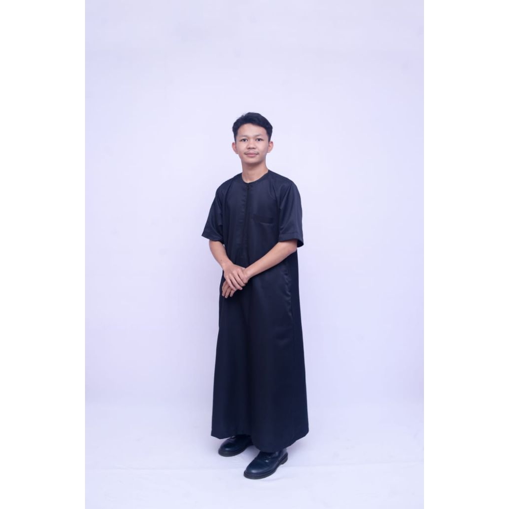 Jubah pria gamis dewasa slim fit lengan pendek