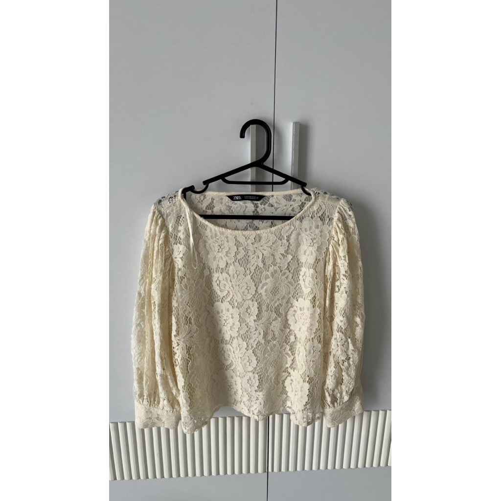 Atasan blouse brukat Cewek Warna Cream Nude Butter