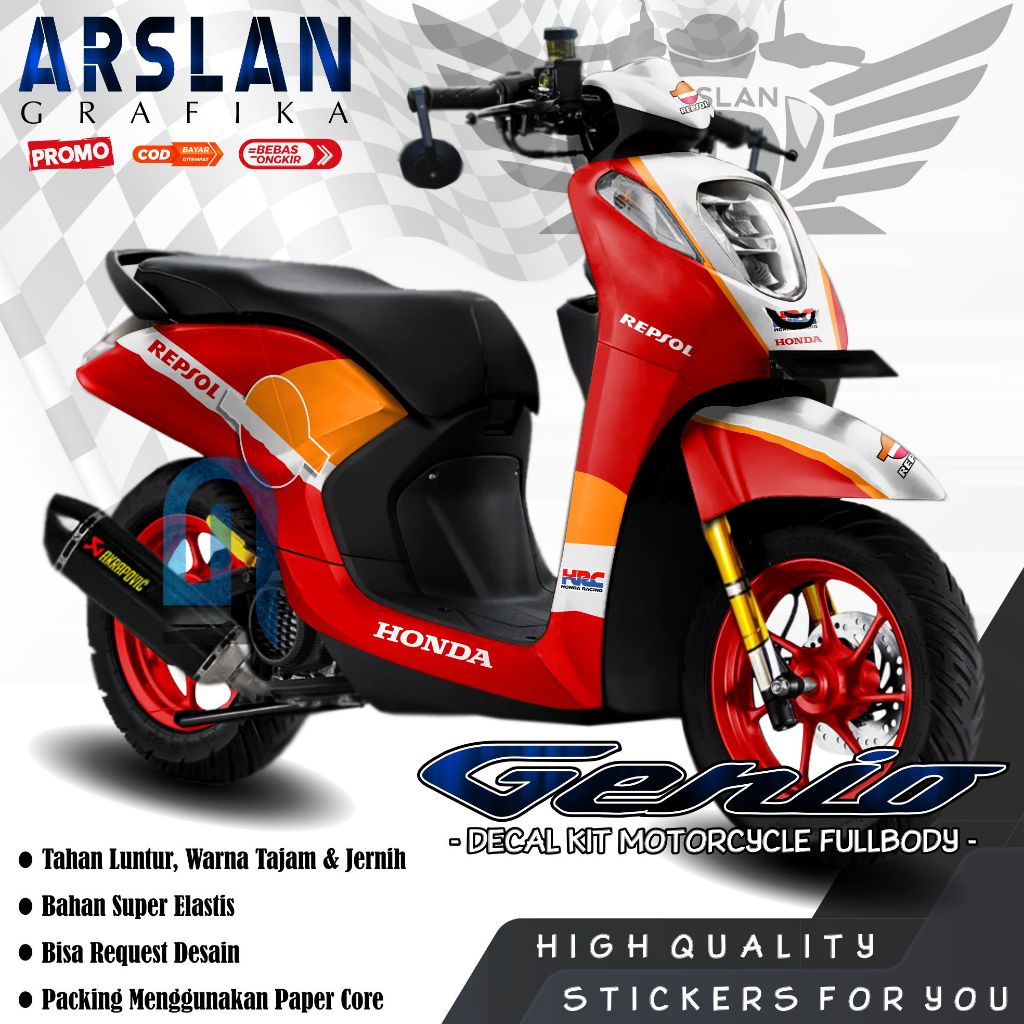 Decal GENIO Full Body Stiker Yamaha GENIO Full Body Dekal GENIO Full Body Variasi / Desain REPSOL