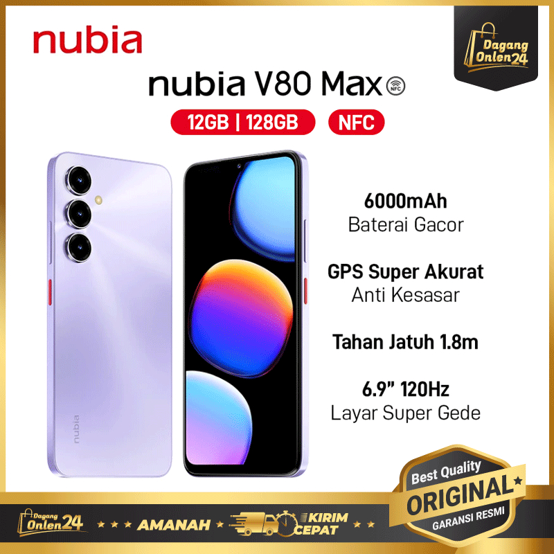 Nubia V80 Max 6/128GB HP Murah Original 100% Handphone 1 Jutaan Kamera Jernih Android Terbaru 2025