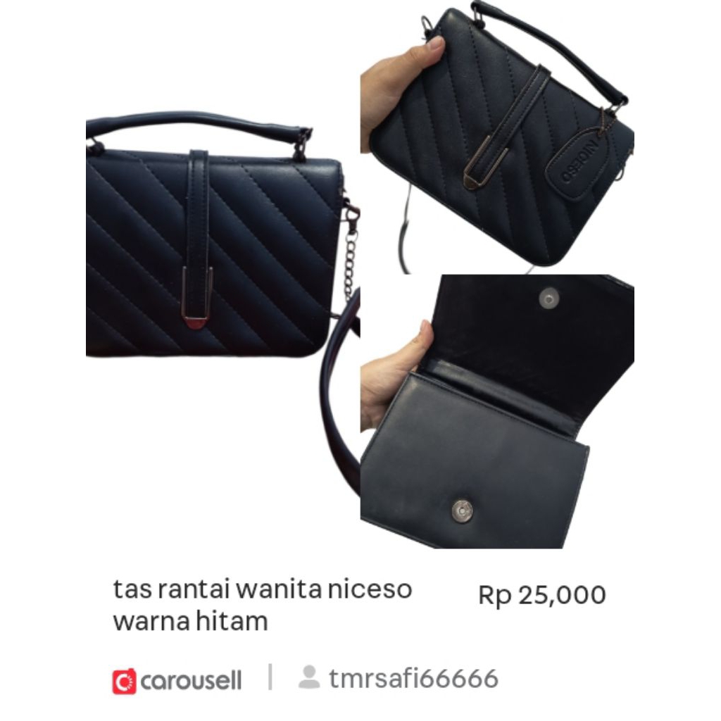 tas rantai wanita niceso warna hitam