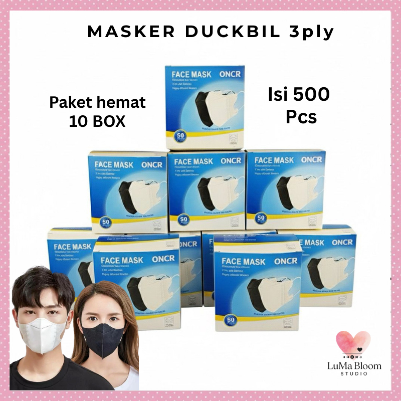 COD - 10 BOX (500 PCS ) Paket Hemat Bundle Paket Usaha Masker Duckbill Face mask 3ply