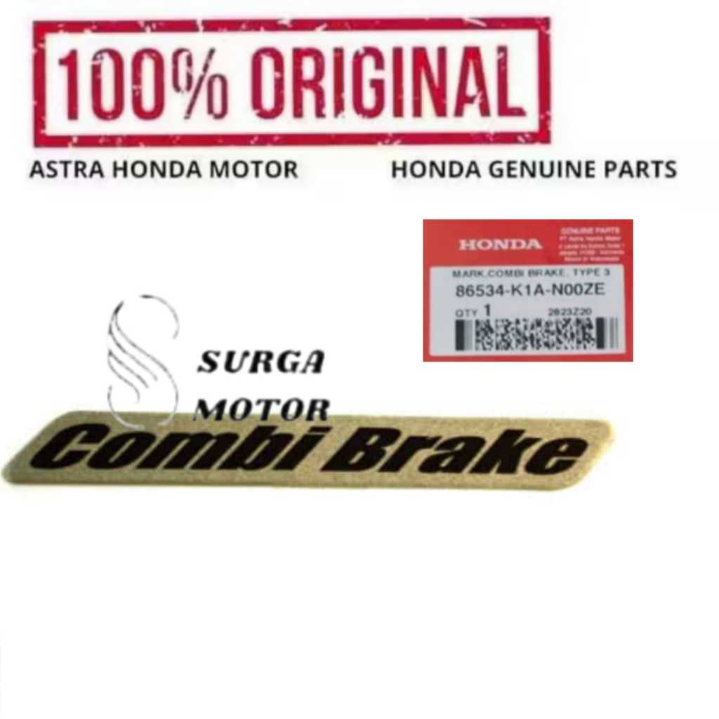 Stiker Setiker Logo Tempelan Mark Combi Brake Type 3 Motor BeAT K1A 2020 2021 2022 2023 2024 86534K1