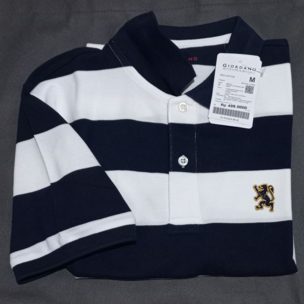 ( NO COD ) !!! baju kaos kerah pria mini lion polo STRIPE giordano original