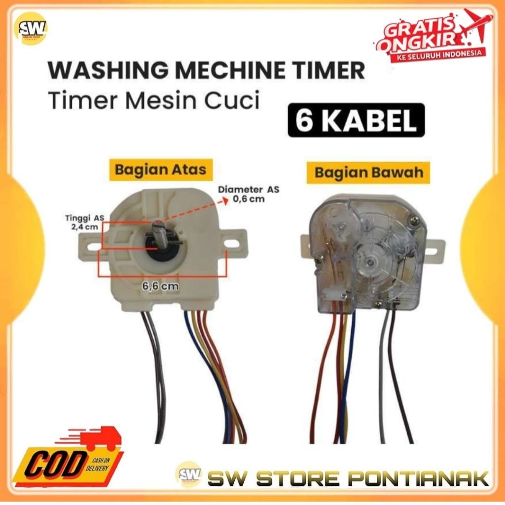 TIMER MESIN CUCI KABEL 6 UNIVERSAL / TIMER MULTI KABEL6 / TIMER WASHING PEMUTARAN MESIN CUCI UNIVERS