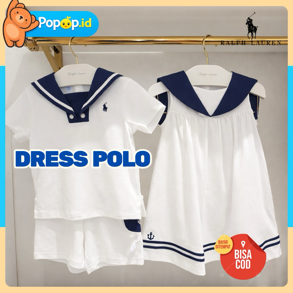 Dress Anak Perempuan Polo Ralph Lauren Sailor Dress Putih Biru Setelan Baju Anak Premium