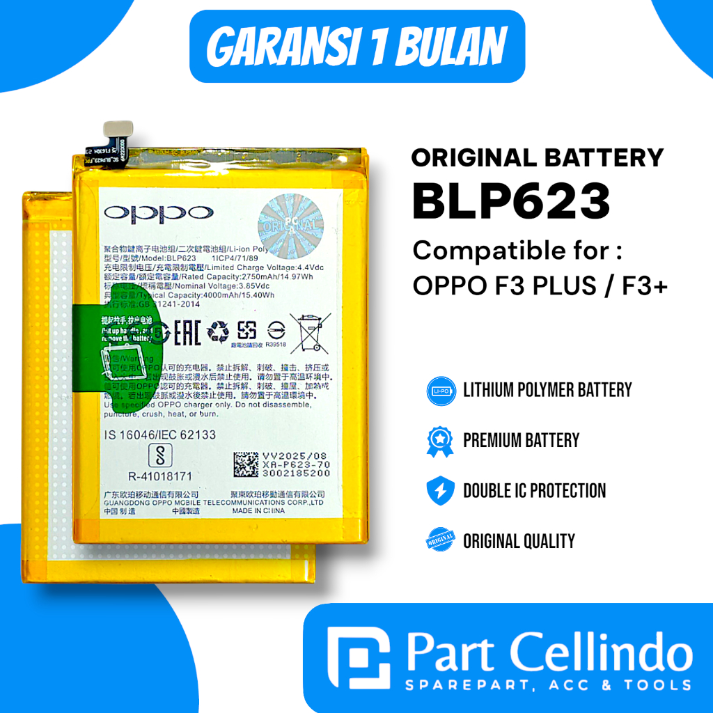 BATERAI BATRE OPPO BLP623 F3 PLUS ORIGINAL