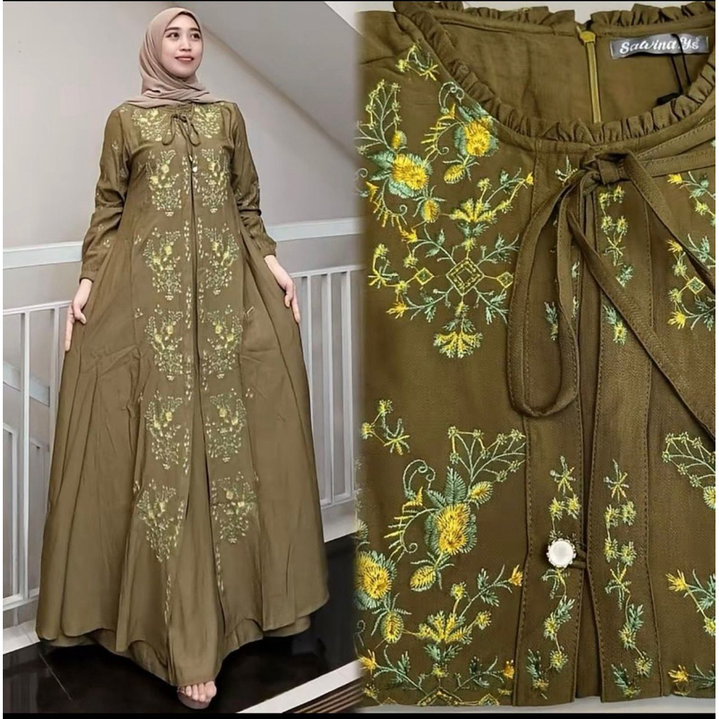 gamis salvina cringkel bordir terbaru