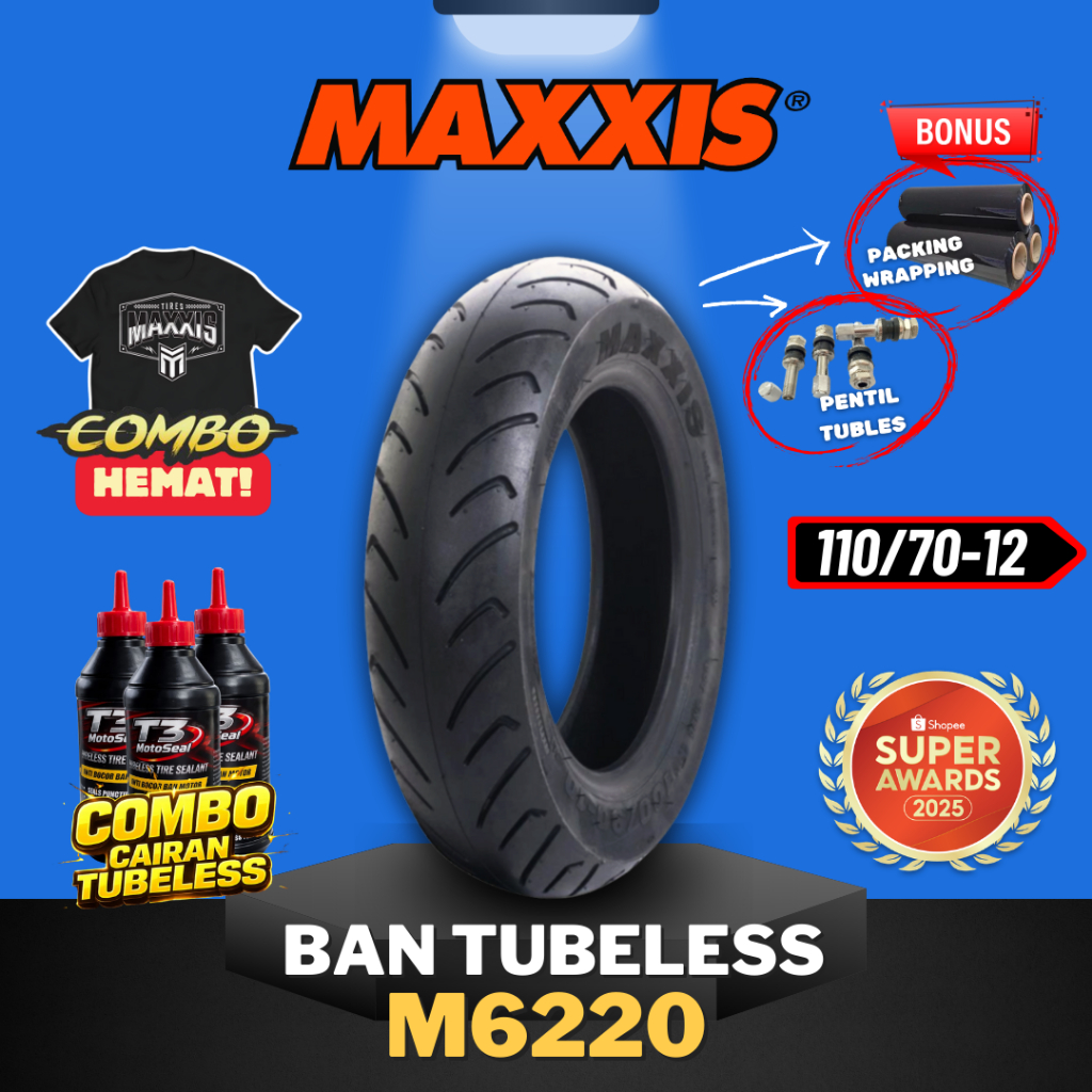 [READY COD] BAN MAXXIS M6220  / M 6220 BAN MAXXIS RING 12 110/70-12 / BAN MAXXIS FAZZIO TUBELESS BAN