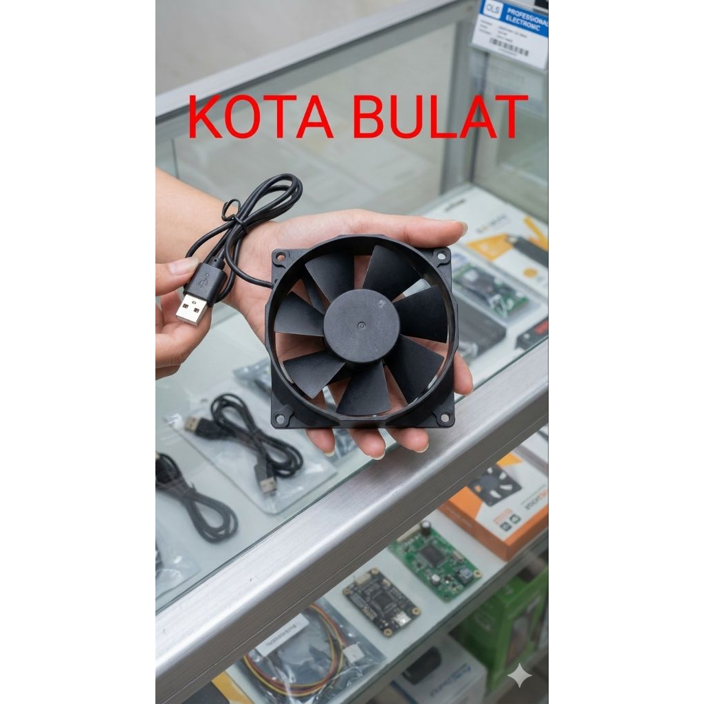USB FAN 8cm port USB DC 12V / kotak bulat.