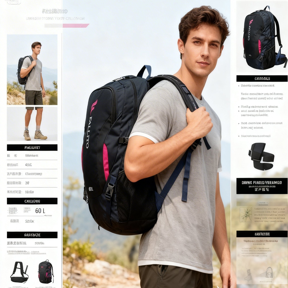 Tas Ranse Pria 60L |  mountain backpack | Polyester Nylon | Praktis Modern Hitam | Mudik & Camping