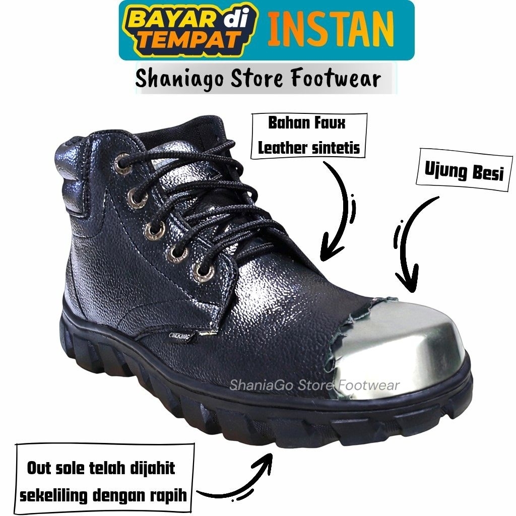 Sepatu Pria Boot Safety Boot Shoe Ujung Besi Sefty Boots Pria Septi Proyek & Lapangan antislebew